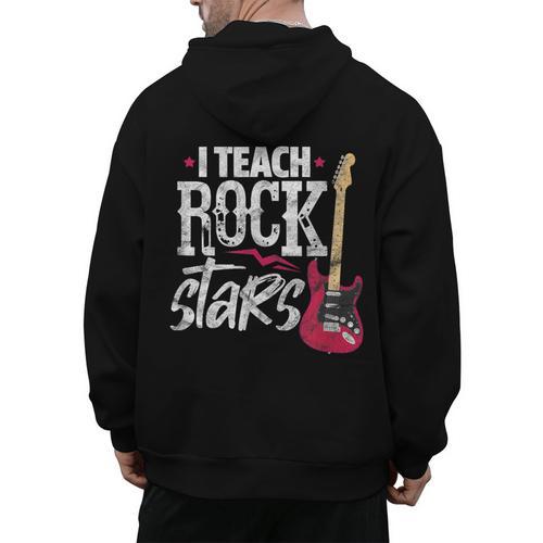 I Teach Rock Stars Music Teacher Guitar Player Men's Hoodie Back Print - teacherstshirts.com AU