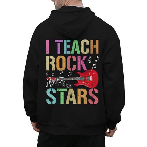 I Teach Rockstars Band Vibes Teacher Rocks My Music Teaching Men's Hoodie Back Print - teacherstshirts.com