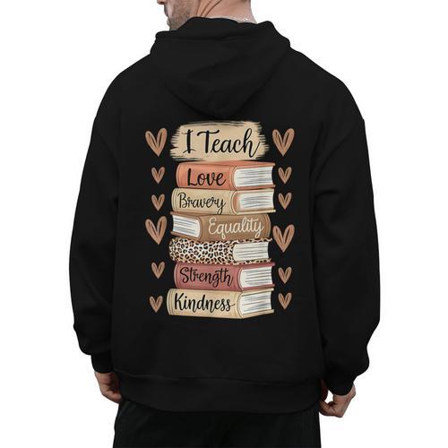 I Teach History Month Black Teacher Melanin Men's Hoodie Back Print - teacherstshirts.com