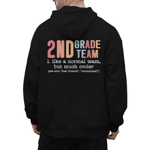 Teacher 2ND Grade Team Like a Normal Team But Much Cooler Men's Hoodie Back Print - teacherstshirts.com