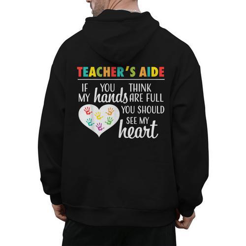 Teacher Aide Appreciation Cute Heart Tee For Women Men's Hoodie Back Print - teacherstshirts.com