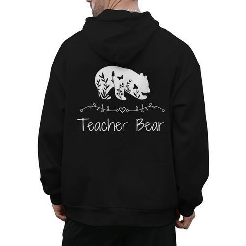 Teacher Bear For Educators Teacher Appreciation Men's Hoodie Back Print - teacherstshirts.com AU