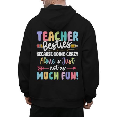 Teacher Besties Matching Teacher Besties Men's Hoodie Back Print - teacherstshirts.com UK
