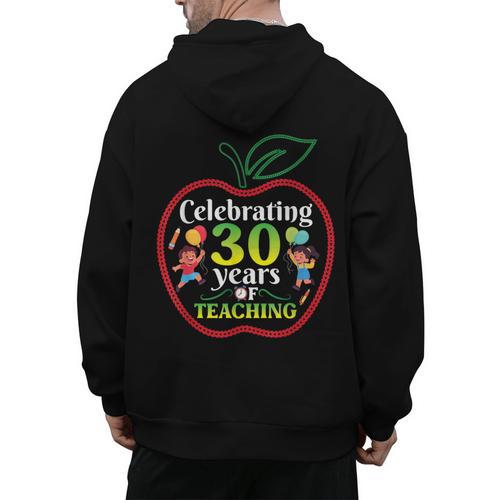 Teacher Celebrating 30 Years Of Teaching Students School Men's Hoodie Back Print - teacherstshirts.com AU