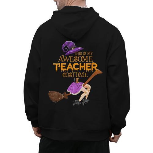 This Is My Teacher Costume Halloween Family Matching Group Men's Hoodie Back Print - teacherstshirts.com AU