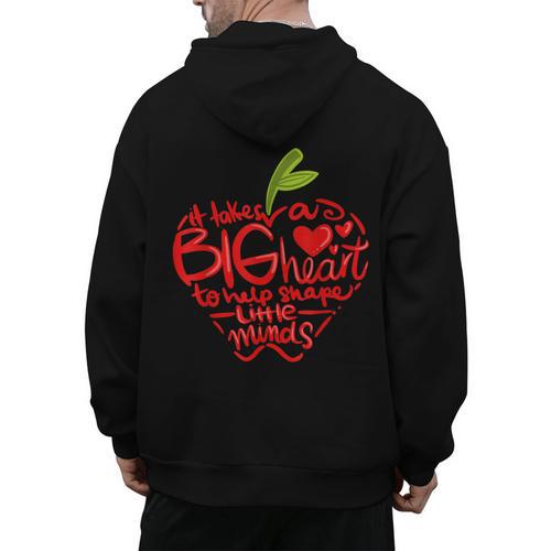 Teacher Day T Shirt Appreciation Day Apple Teach Learn Men's Hoodie Back Print - teacherstshirts.com UK