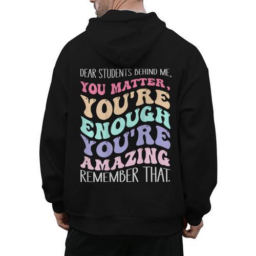 Teacher Dear Students Behind Me 1st Day Of School On Back Men's Hoodie Back Print - teacherstshirts.com CA