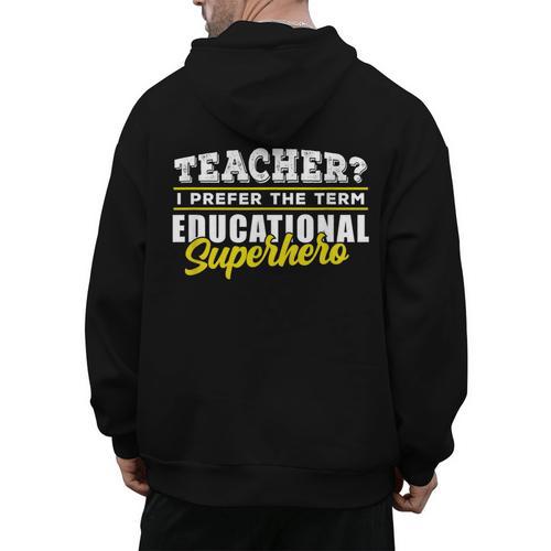 Teacher Educational Superhero School Teachers Men's Hoodie Back Print - teacherstshirts.com UK