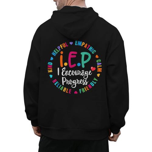 Teacher IEP IEP Encourage Progress Special Education Men's Hoodie Back Print - teacherstshirts.com CA