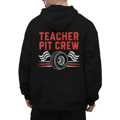 Teacher Pit Crew Race Car Driver Costume Men Women Kids Men's Hoodie Back Print - teacherstshirts.com
