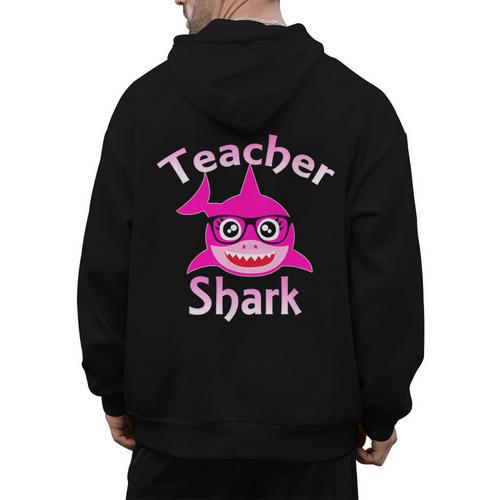 Teacher Shark Female Teacher Men's Hoodie Back Print - teacherstshirts.com UK