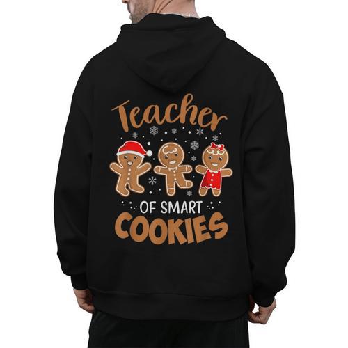 Teacher Of Smart Cookies Gingerbread Christmas Teacher Cute Men Women Kids Men's Hoodie Back Print - teacherstshirts.com UK