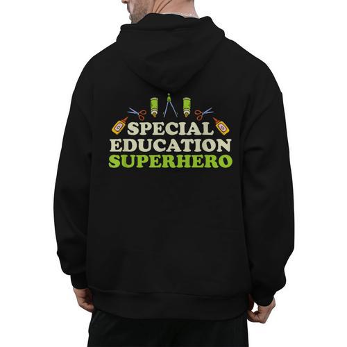 Teacher Superhero Student Educator Special Education Men's Hoodie Back Print - teacherstshirts.com