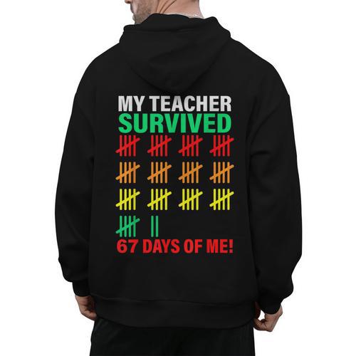 My Teacher Survived 67 Days Of Me School Kids Costume Men's Hoodie Back Print - teacherstshirts.com
