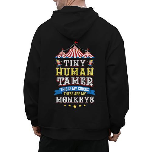Teacher Tiny Human Tamer This My Circus These Are My Monkeys Men's Hoodie Back Print - teacherstshirts.com CA