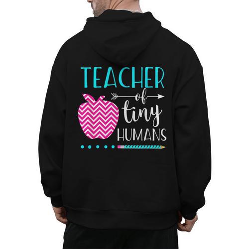 Teacher Of Tiny Humans Preschool Pre K Kindergarten Teacher Men's Hoodie Back Print - teacherstshirts.com CA