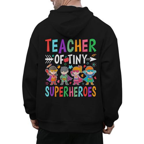 Teacher Of Tiny Superheroes Men's Hoodie Back Print - teacherstshirts.com AU