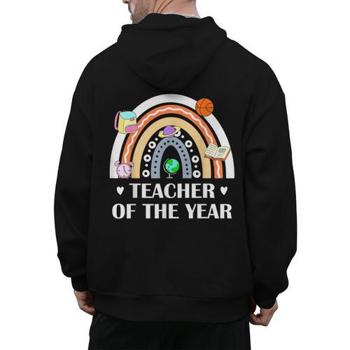 Teacher Of The Year Best Teacher Ever Men Women Men's Hoodie Back Print - teacherstshirts.com AU