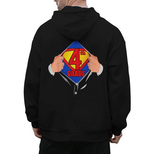 Teachers Are Superheroes 4th Grade Super Teacher Staff Men Women Men's Hoodie Back Print - teacherstshirts.com CA
