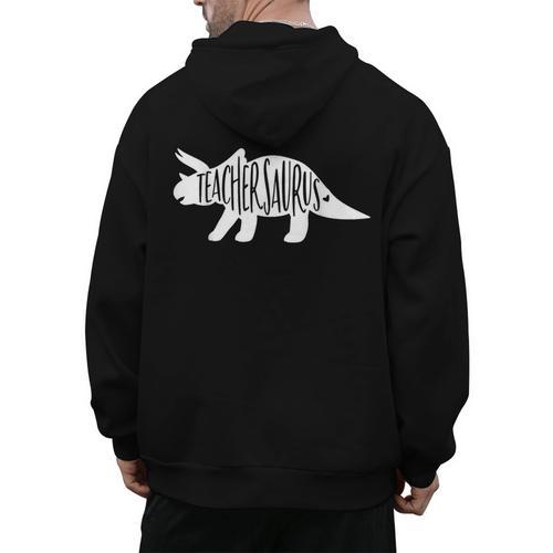 Teachersaurus Like A Normal Teacher Awesome Dinosaur Teacher Men Women Girls Kids Men's Hoodie Back Print - teacherstshirts.com