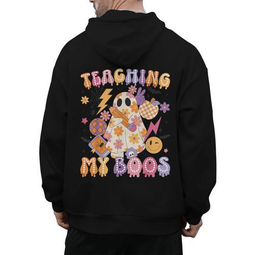 Teaching My Boos Ghost Halloween Costumes Teacher Men Women Men's Hoodie Back Print - teacherstshirts.com