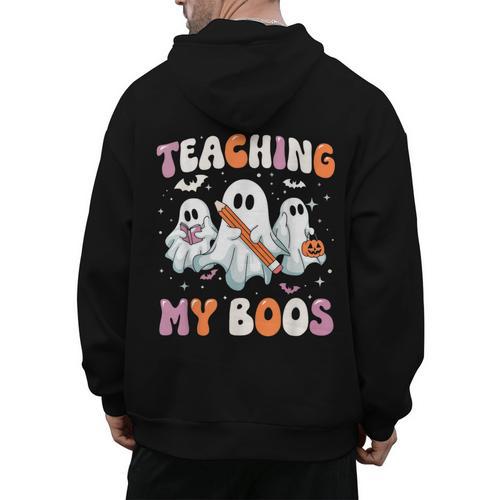 Teaching My Boos Teacher Cute Ghost Teacher Halloween Men's Hoodie Back Print - teacherstshirts.com AU