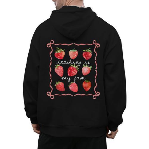 Teaching Is My Jam Strawberry Kinder Team Teacher Men's Hoodie Back Print - teacherstshirts.com AU