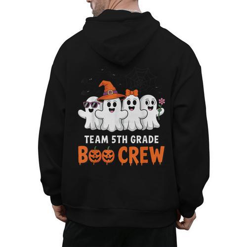 Team 5th Grade Boo Crew Halloween Teacher Student Costume Men's Hoodie Back Print - teacherstshirts.com DE