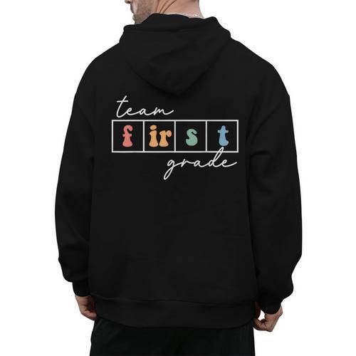 Team First Grade Back To School 1st Grade Teacher Kids Cute Men's Hoodie Back Print - teacherstshirts.com DE
