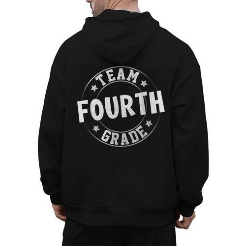 Team Fourth Grade Teacher Student Back To School 4th Grade Men's Hoodie Back Print - teacherstshirts.com