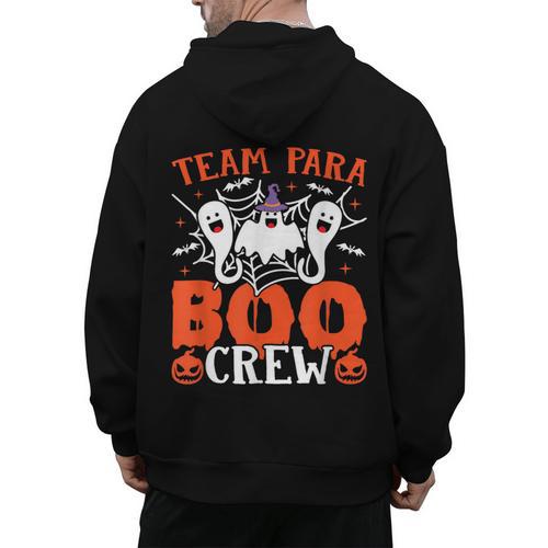 Team Para Boo Crew Halloween Ghost Paraprofessional Teacher Men's Hoodie Back Print - teacherstshirts.com AU