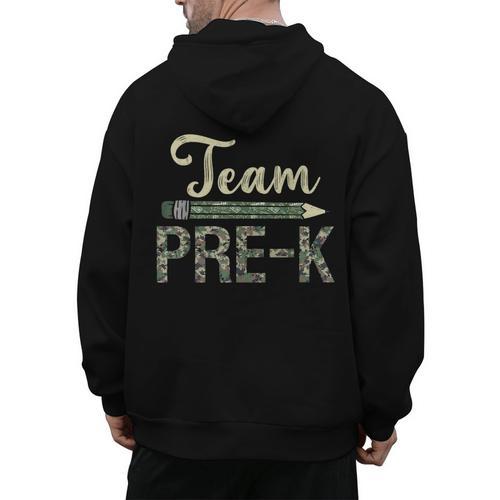Team Pre-K Camo Pre-K Teacher Camouflage Men's Hoodie Back Print - teacherstshirts.com AU