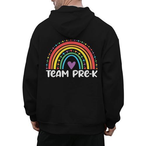 Team Pre-K Teacher Crew Squad Hello Back School Graduation Men's Hoodie Back Print - teacherstshirts.com