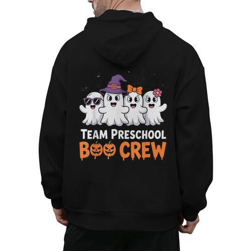 Team Preschool Boo Crew Halloween Teacher Student Costume Men's Hoodie Back Print - teacherstshirts.com DE