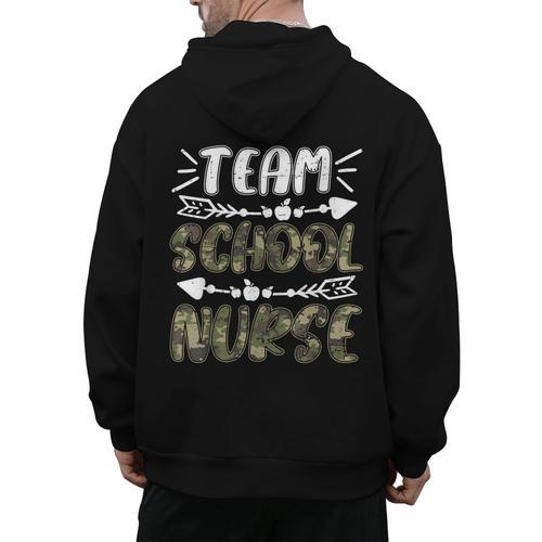 Team School Nurse Camo Teacher Student Back To School For Men Women Men's Hoodie Back Print - teacherstshirts.com AU