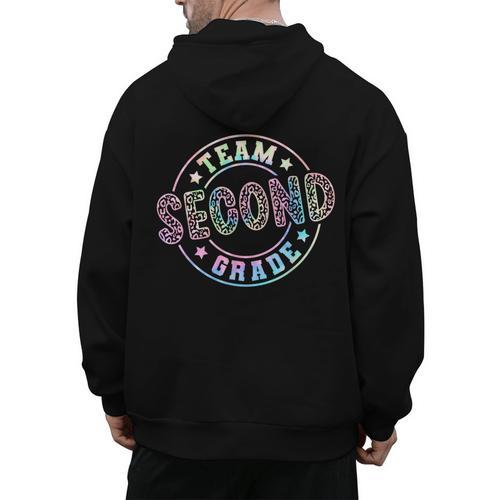 Team Second Grade Teacher Student Back To School 2nd Grade Men's Hoodie Back Print - teacherstshirts.com