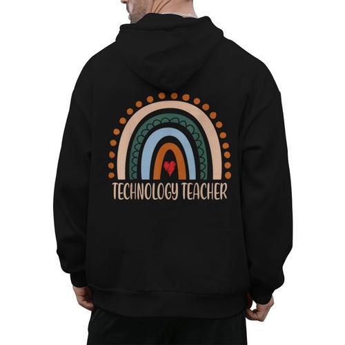 Technology Teacher Rainbow Appreciation Day Back To School For Men Women Men's Hoodie Back Print - teacherstshirts.com AU