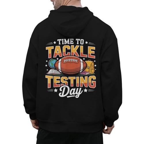 Test Day State Football Tackle Testing Day Sports Teacher Men's Hoodie Back Print - teacherstshirts.com AU