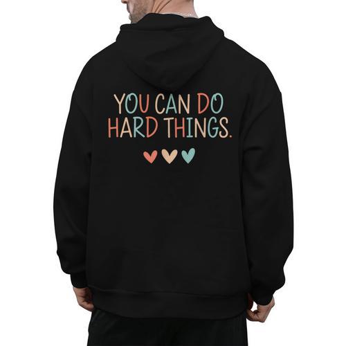 Test Day Teacher You Can Do Hard Things Heart Women Kids Men's Hoodie Back Print - teacherstshirts.com CA