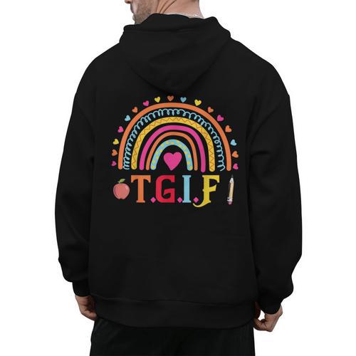 TGIF Teacher Appreciation Alphabet Thank God It's Friday For Men Women Girls Kids Men's Hoodie Back Print - teacherstshirts.com