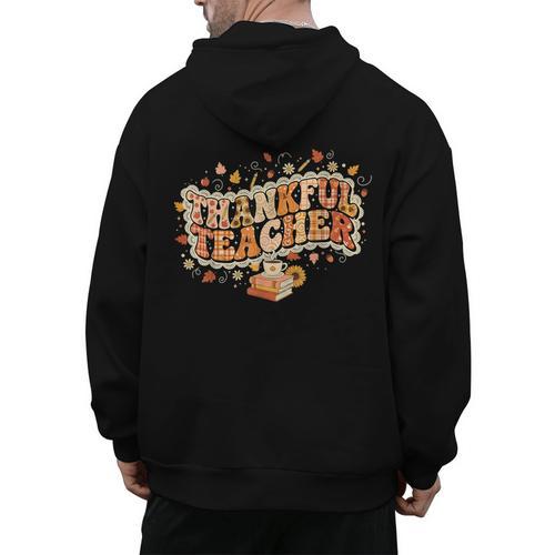 Thankful Teacher Shirts For Women Teach Thanksgiving Teacher Men's Hoodie Back Print - teacherstshirts.com DE