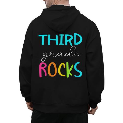 Third Grade Rocks Shirt Team 3rd Grade Teacher Men's Hoodie Back Print - teacherstshirts.com UK