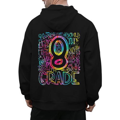 Tie Dye 8th Grade Typography Team Eighth Grade Teacher Men's Hoodie Back Print - teacherstshirts.com
