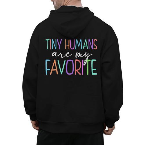 Tiny Humans Are My Favorite Daycare Provider Teacher Daycare Men's Hoodie Back Print - teacherstshirts.com DE