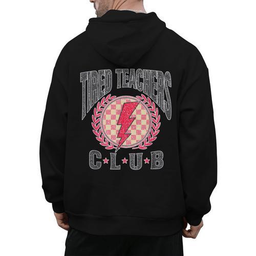 Tired Teachers Club Study Lover School Apparel Men's Hoodie Back Print - teacherstshirts.com AU