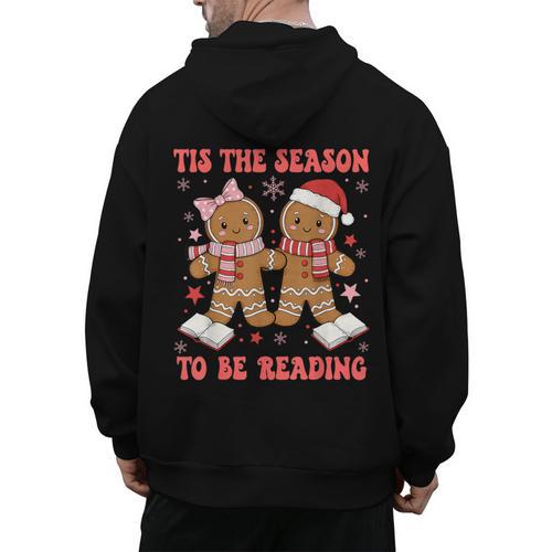 Tis The Season Reading Christmas Shirt Book Lovers Teacher Men's Hoodie Back Print - teacherstshirts.com DE