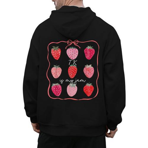 TK Is My Jam Transitional Kindergarten TK Teacher Strawberry Men's Hoodie Back Print - teacherstshirts.com AU
