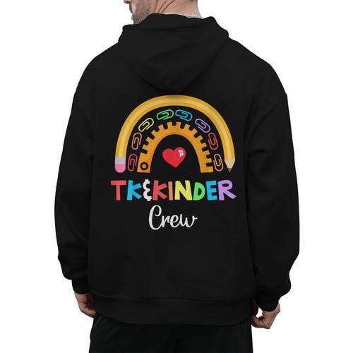 TK And Kinder Crew TK Teacher Transitional Kindergarten PreK Men's Hoodie Back Print - teacherstshirts.com DE