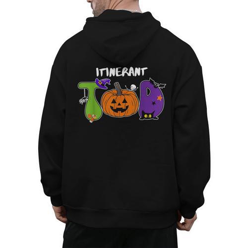 TOD Itinerant Teacher Of The Deaf Halloween ASL Interpreters Men's Hoodie Back Print - teacherstshirts.com
