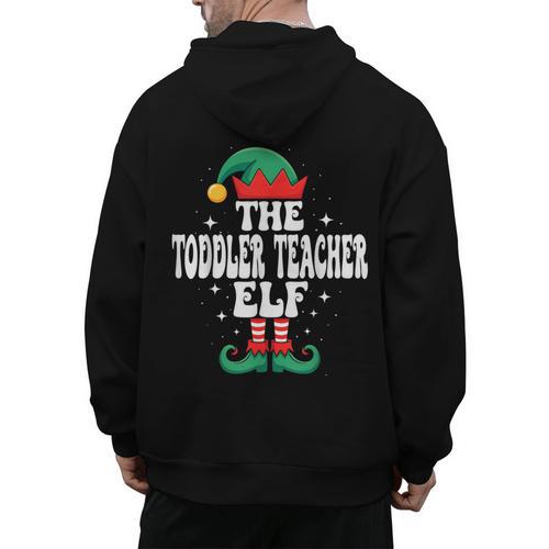 The Toddler Teacher Elf Christmas Matching Family Men's Hoodie Back Print - teacherstshirts.com AU